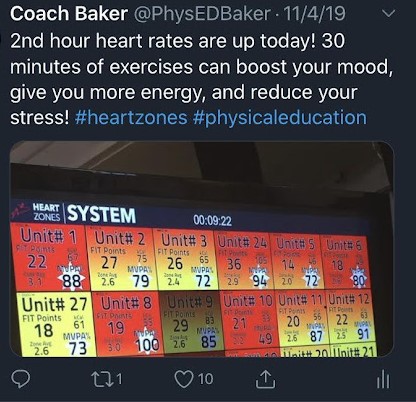 Coach baker social media post about Heart Zones