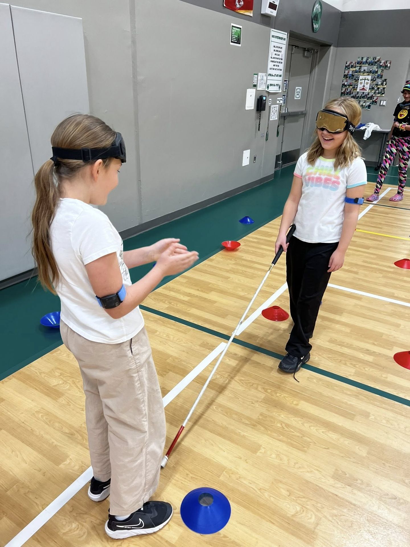 Rising Hill students with heart rate monitors in PE class