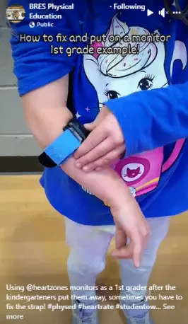 BRES student putting on Heart Zones sensor