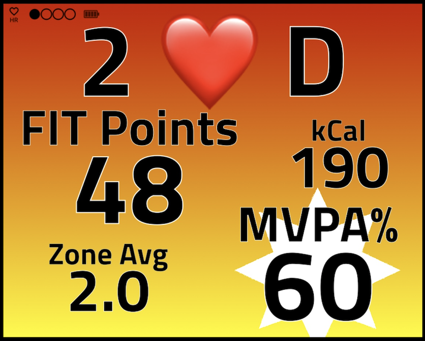 Each individual student's MVPA% is displayed on the Heart Zones Big Board.
